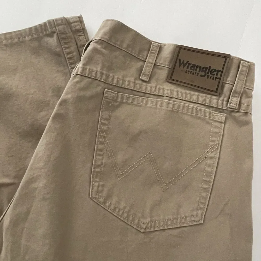 Wrangler Rugged Wear Jeans Men's 40x34 Khaki Cotton Twill Denim 5 Pocket 31000GK